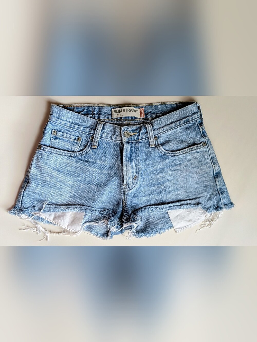 Levi's 514 Cutoff Denim Shorts W30 Light Wash Frayed Hem 100% Cotton